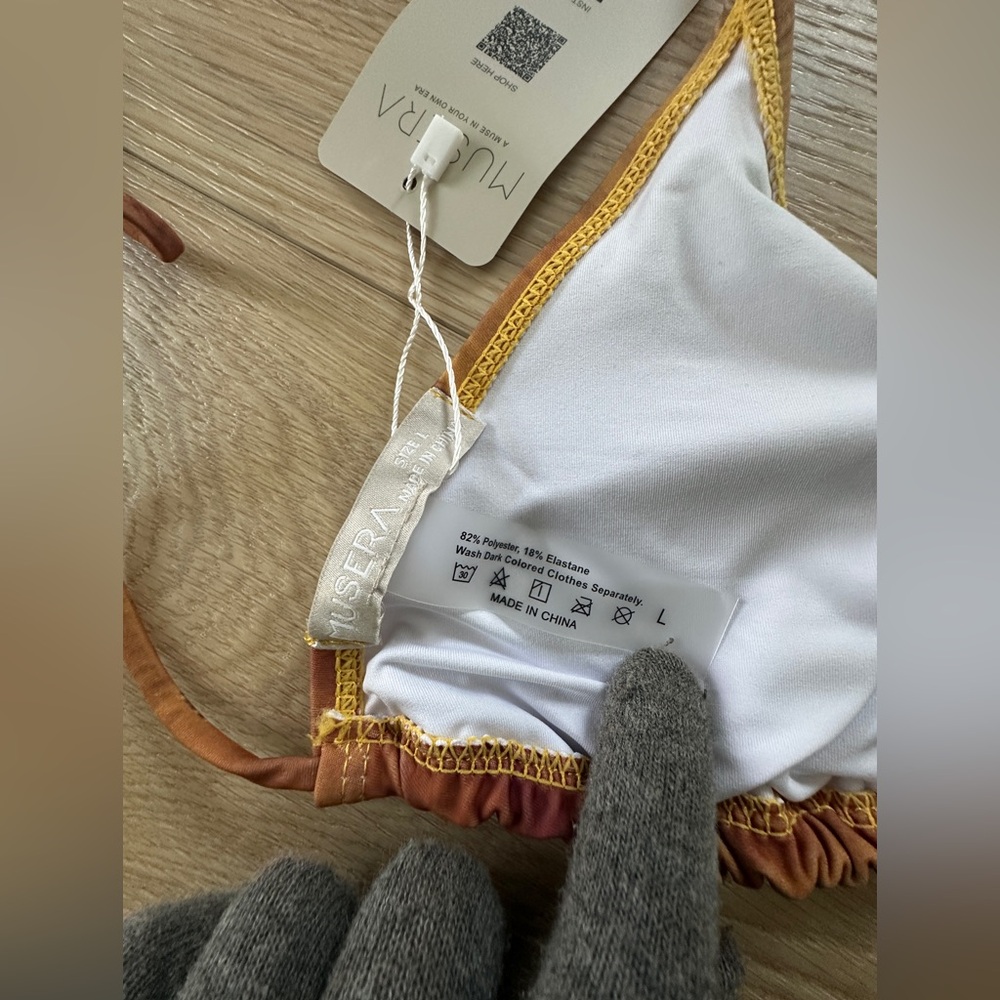 NWOT Musera Earthy Brown and Tan Bikini Top - Picture 5 of 8